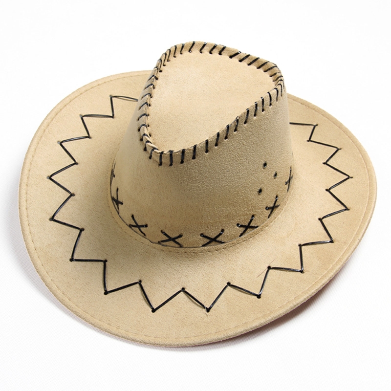 Sombrero de vaquero de gamuza para niños, sencillo y a la , Occidental, accesorios de disfraz de Halloween, accesorios de fotografía: Children Beige