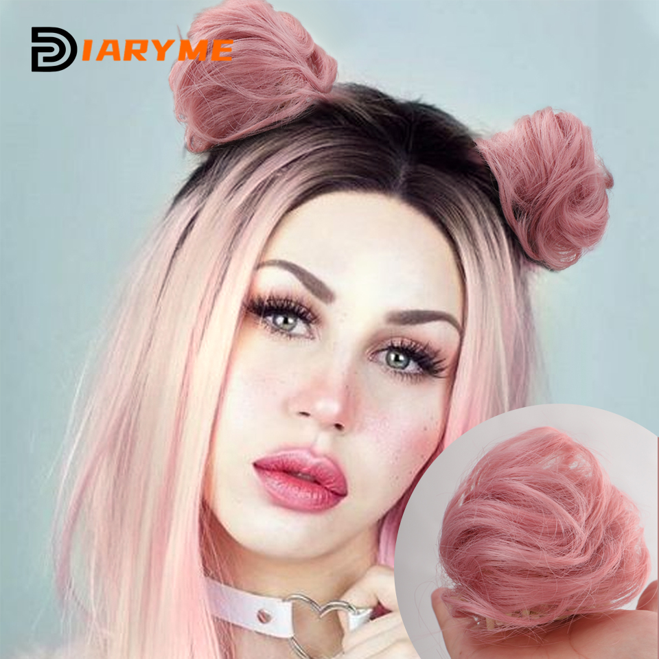 Cosplay Mini Hair Buns Synthetic Chignon Hair Extention Hair Bun Meatball Head Hair Accessories Clip-in Updo Donut Bun heat resi