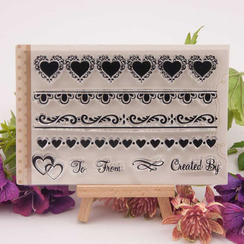 Love Heart strip Border Transparent Clear Silicone Stamp/Seal for DIY Scrapbooking/Photo Album Card Making Stamps