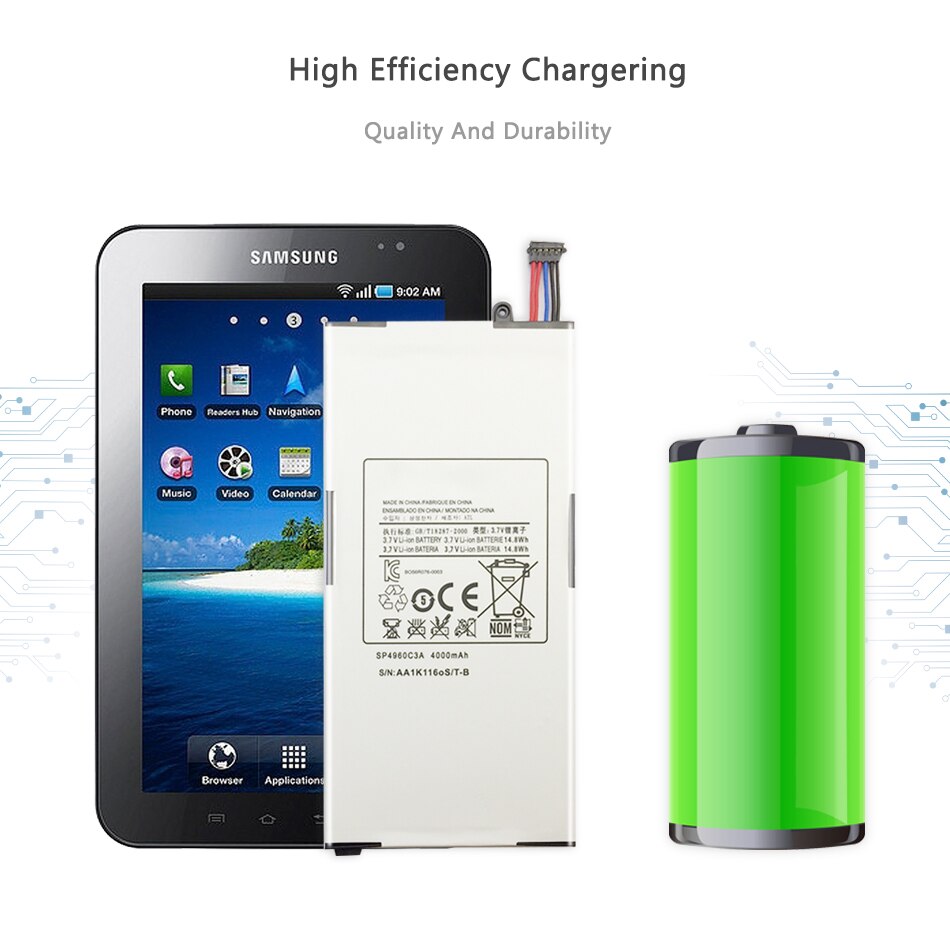 Tablet Battery For Samsung Galaxy Tab P1000 P1010 GT-P1000 4000mAh SP4960C3A with Track Code
