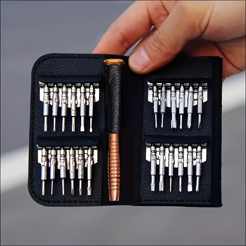 25-in-1 MultiTools Precisieschroevendraaier Handschroevendraaiers Gereedschapsset Draagbare schroevendraaiertasset voor het repareren van mobiele telefoons Horloge: zwart