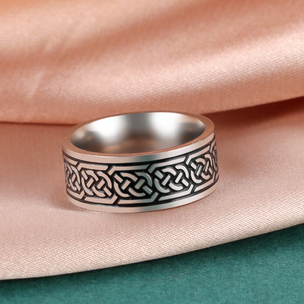 Skyrim Vintage Ierse Celtics Knoop Ring voor Mannen Vrouwen Rvs Paar Cool Vinger Ringen Partij Sieraden 2025: 10 / WHITE