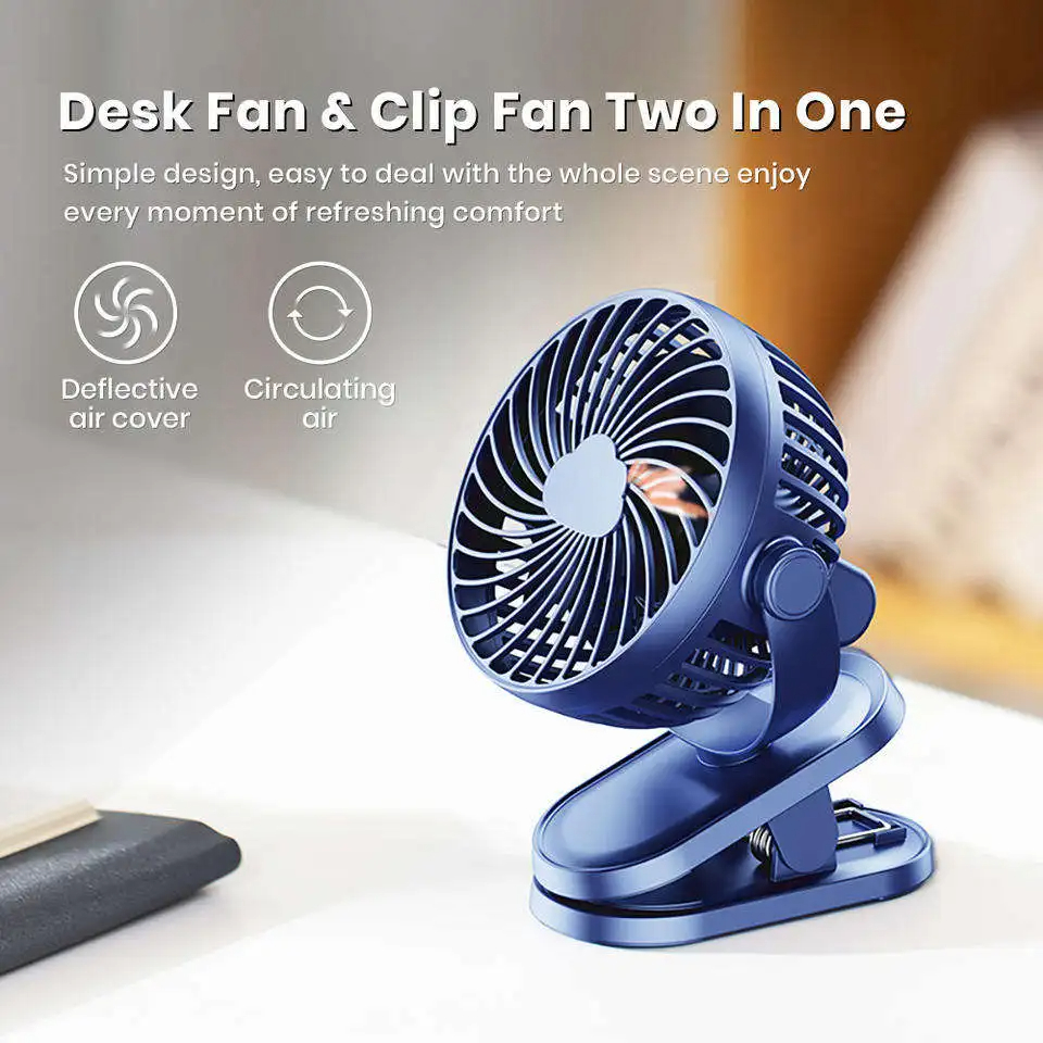 12–48 Stunden Tisch-Mini-Ventilator mit stabiler Klemme, wiederaufladbar, USB, 3 Geschwindigkeiten, Schlafstummschaltung für Badezimmer, Küche, Studentenwohnheim, 10.000 mAh