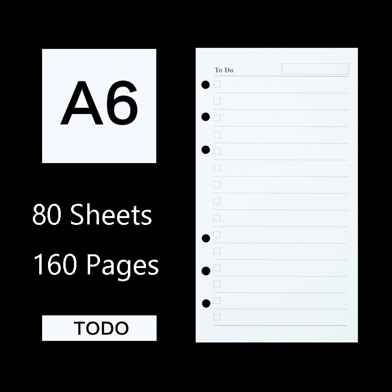 80 Sheets Business A5 A6 Loose Leaf Notebook Refill Spiral Binder Index Inside Page Monthly Weekly To Do List Paper Stationery: 05