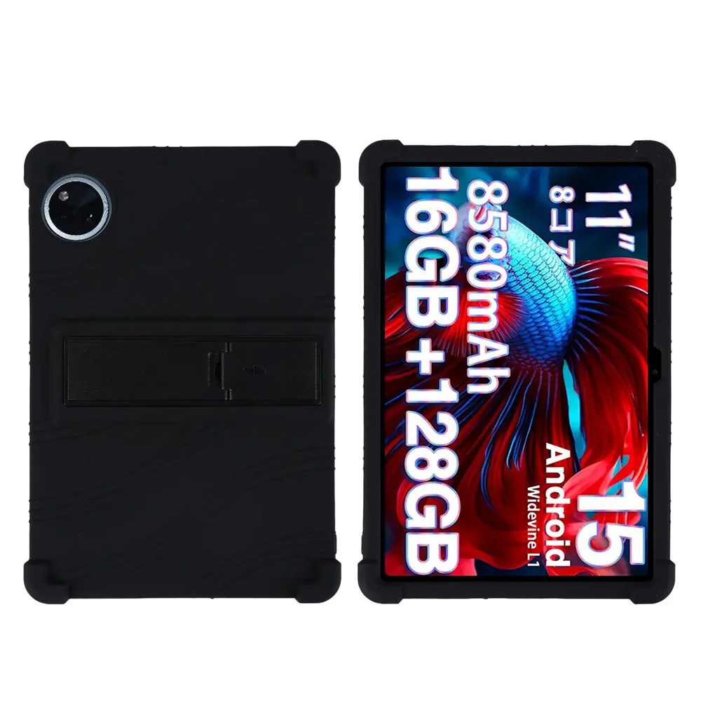 Für DOOGEE U11Profi Hülle 11 Zoll weiche Silikon tragbare Tablette-Hülle DOOGEE U11 mit Ständer stoßfest: elf / Schwarzes