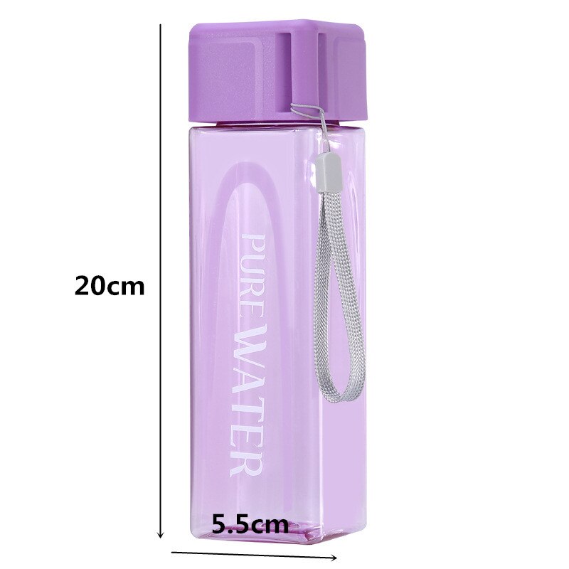 Waterfles 500 ml vierkante melk fruit waterbeker voor waterflessen drinken met touw transparant sport koreaanse stijl hittebestendig
