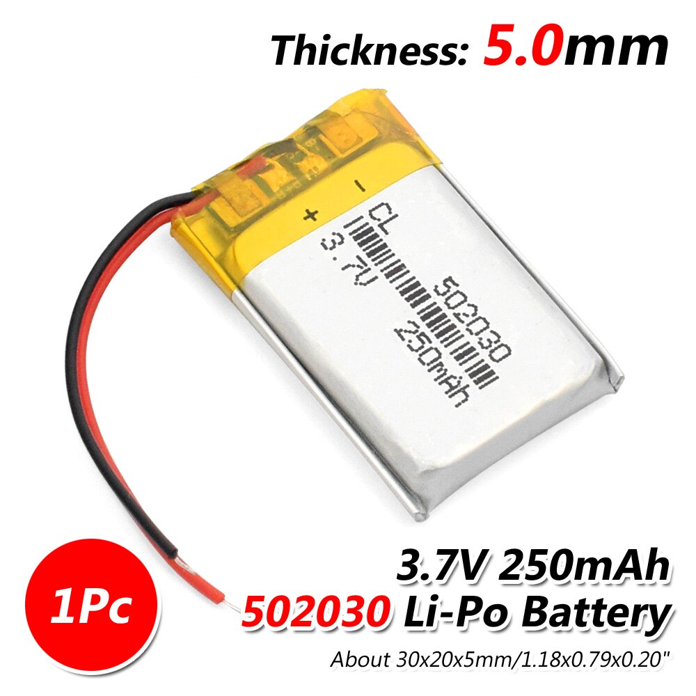 1pcs Recarregável Li Po Bateria 052030 502030 3.7V 250mah MP3 MP4