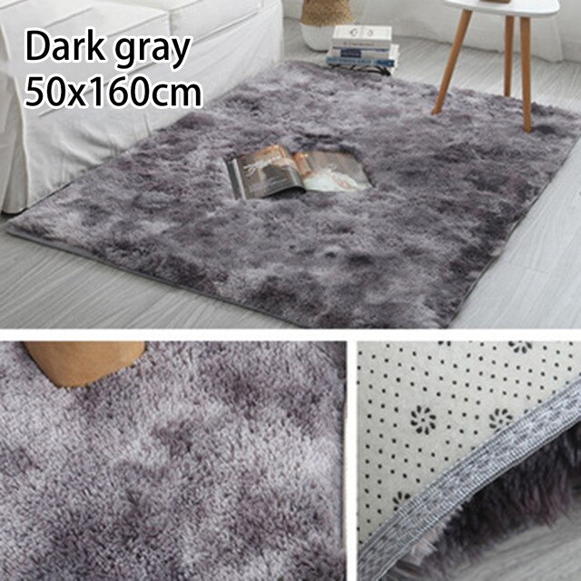 Thick Fluffy Carpet Room Plush Rug Children Bed Floor Decor Rugs Super Soft Plush Area Velvet Anti-slip Kids Play Mat 0.6-1.6m L: Dark gray 50x160cm