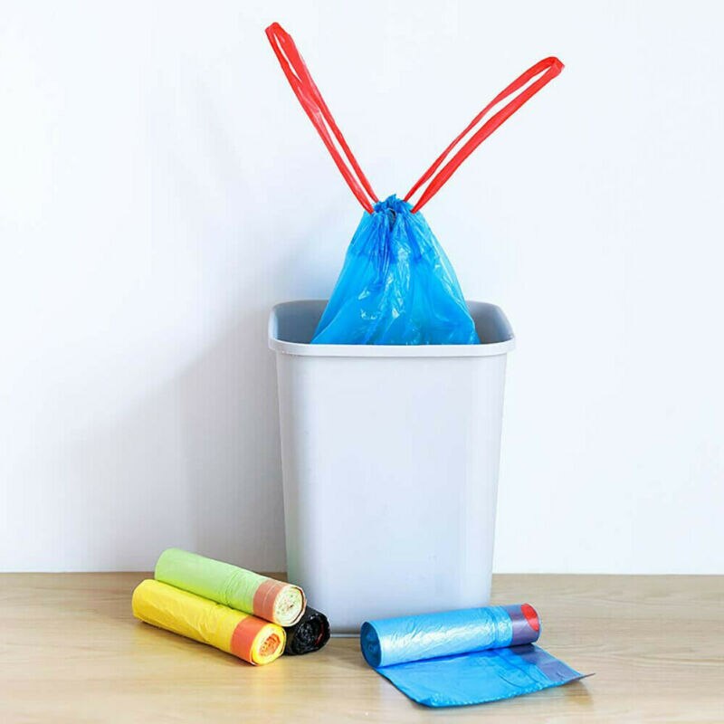 15pcs/roll Rubbish Garbage Bin Liners Kitchen Toilet Waste Trash Bags With Handle Vest Type Disposal Kitchen Sink Trash Bags