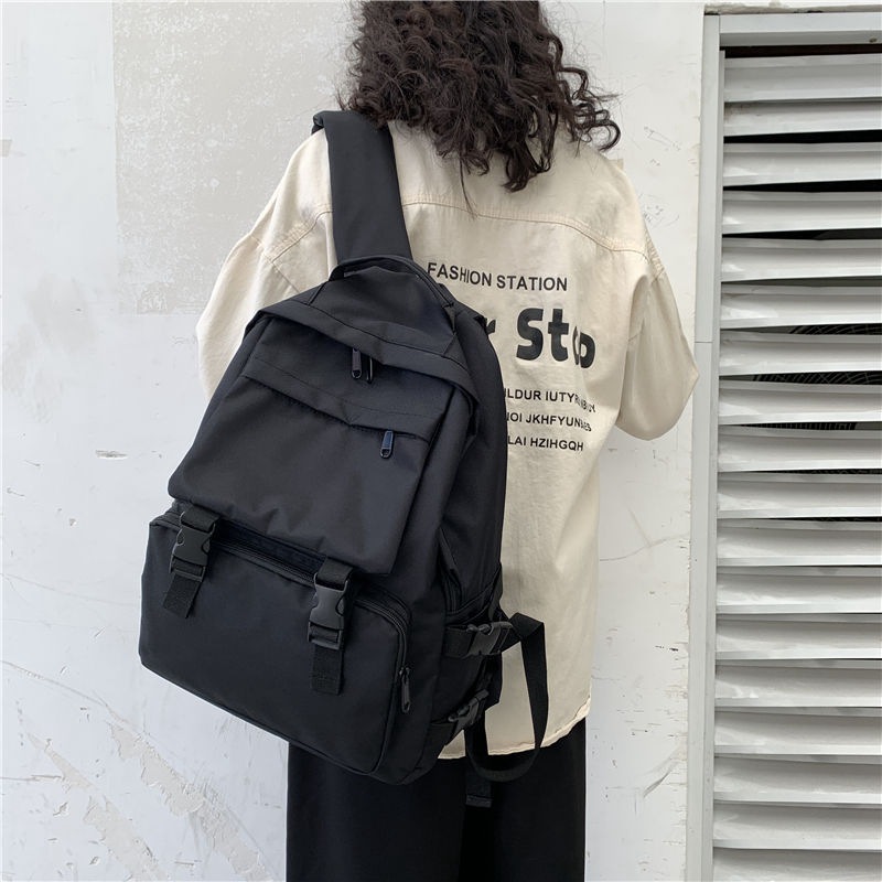Mochila resistente al agua para mujer, bolso escolar grande en color negro con bandoleras, accesorios de estudiantes, adolescentes y chicas, nueva tendencia
