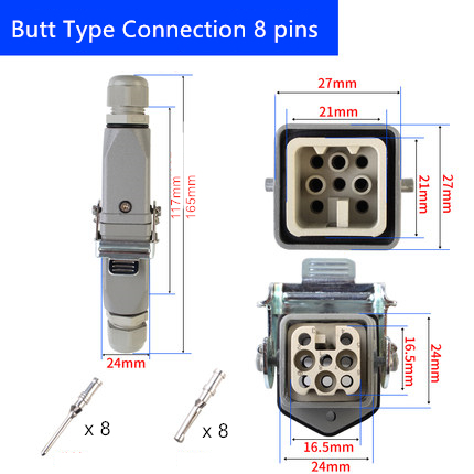 Heavy Duty Connector Aviation Plug Socket Rectangular Industrial HA- Series 4 5 6 8 Pin Water Proof IP65 Male Female 10A 16A: Blue