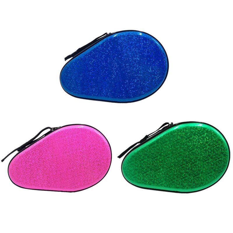 Table Tennis Racket Case - Pumpkin Shape - Grating Sequin Design - EVA Material - 28.5x18.5x5cm