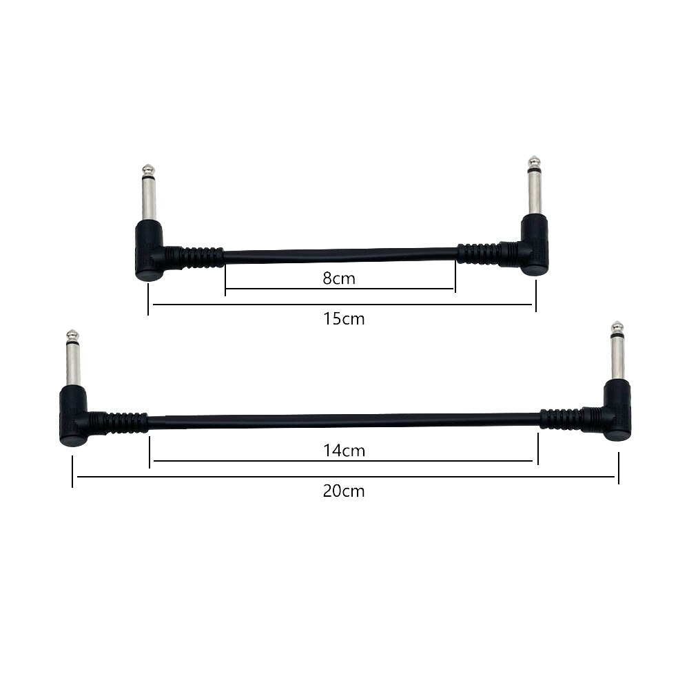 1 Stuk Elektrische Gitaar Pedaal Kabel Audio Lijn Jumper Dubbele Haakse Plug 6.35 Mm Lengte 15 Cm/20 cm