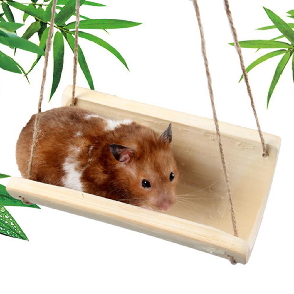 Bamboe Rat Hamster Kleine Huisdier Opknoping Swing Cool Hangmat Kooi Nest Spelen Speelgoed Natuurlijke Bamboe Hout Huisdier Swing Hangmat Kooi nest
