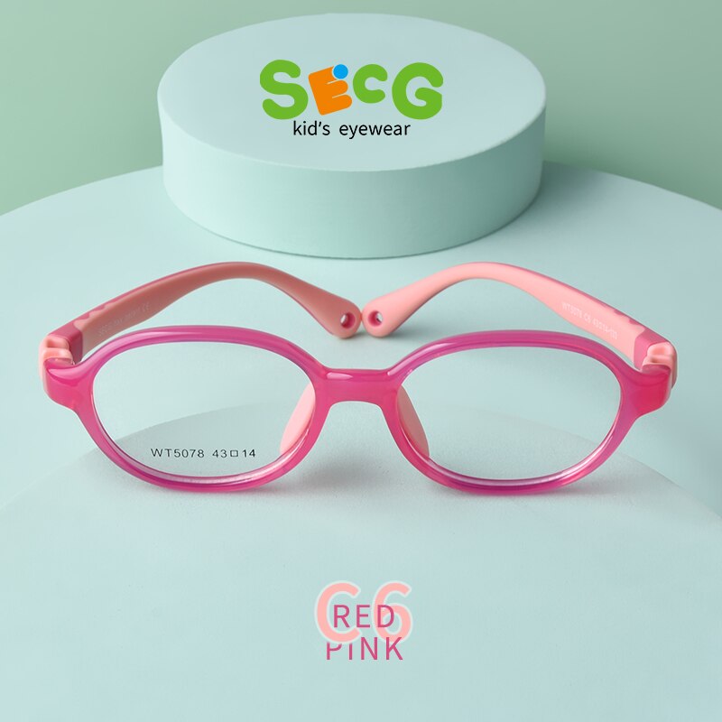 Secg, monturas de silicona para gafas para niños y niñas, estudiantes, monturas para miopía súper ligeras y cómodas con gases: Morado