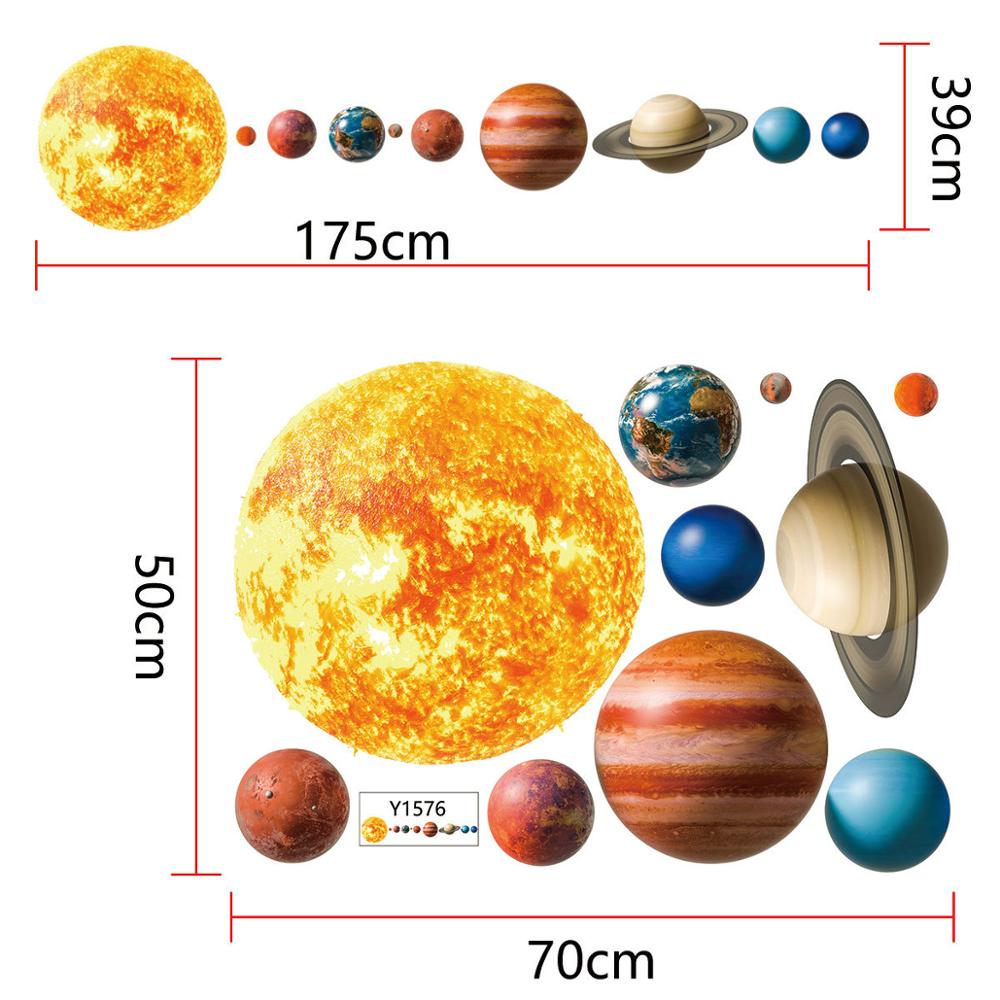 Solar system planet personality 3D wall stickers living room decoration mural bedroom decor decal wallpaper waterproof stickers