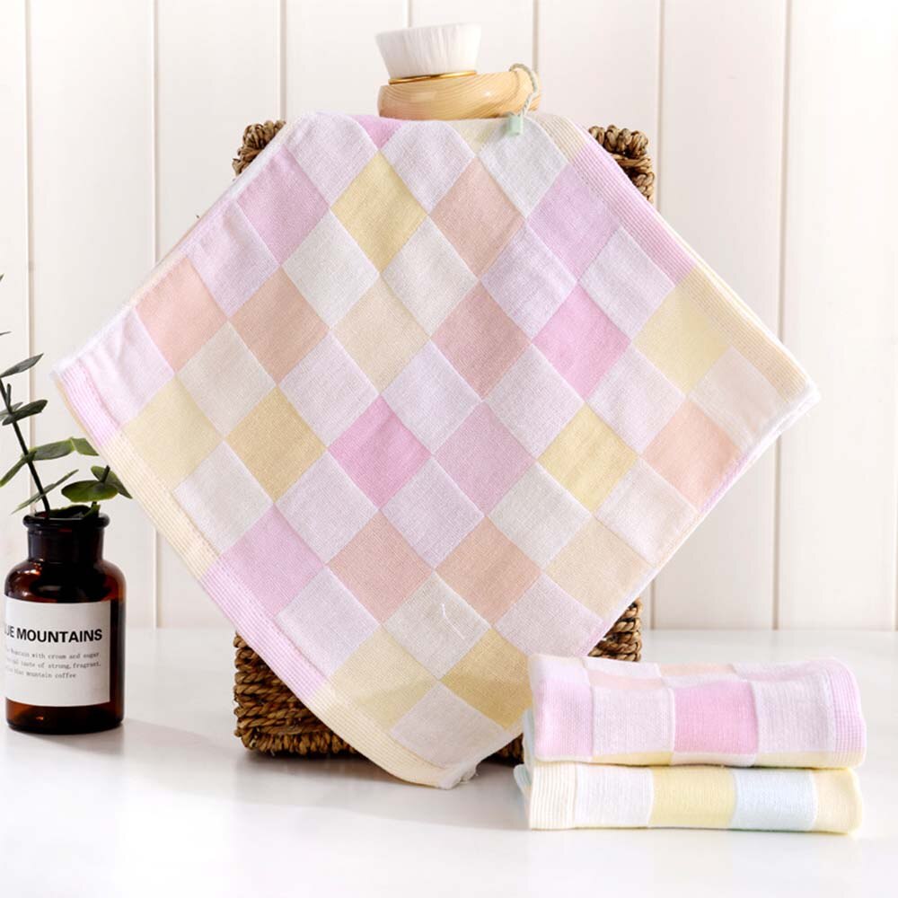 Cotton Gauze Lattice Square Towel Handkerchief Saliva Towel Children's Daily Necessities Double Color Gauze Towel Towel