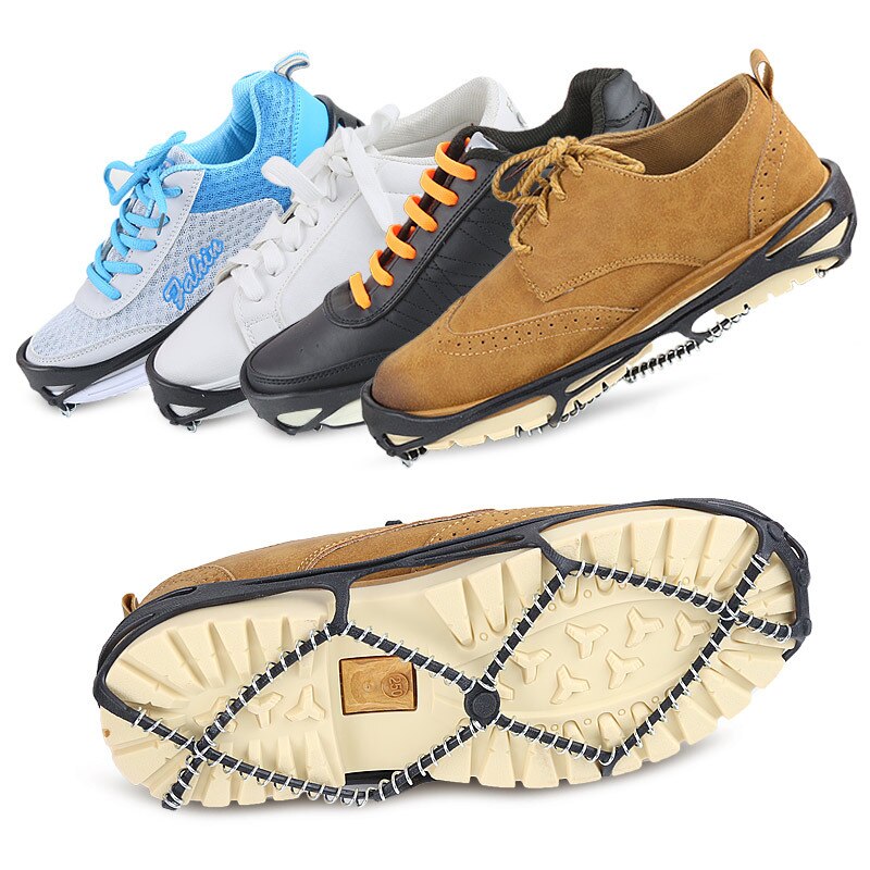 1 Paar Zwart Anti-Slip Sneeuw Ijs Klimmen Shoe Spikes Ice Grips Cleats Cramponswinter Klimmen Antislip schoenen Cover