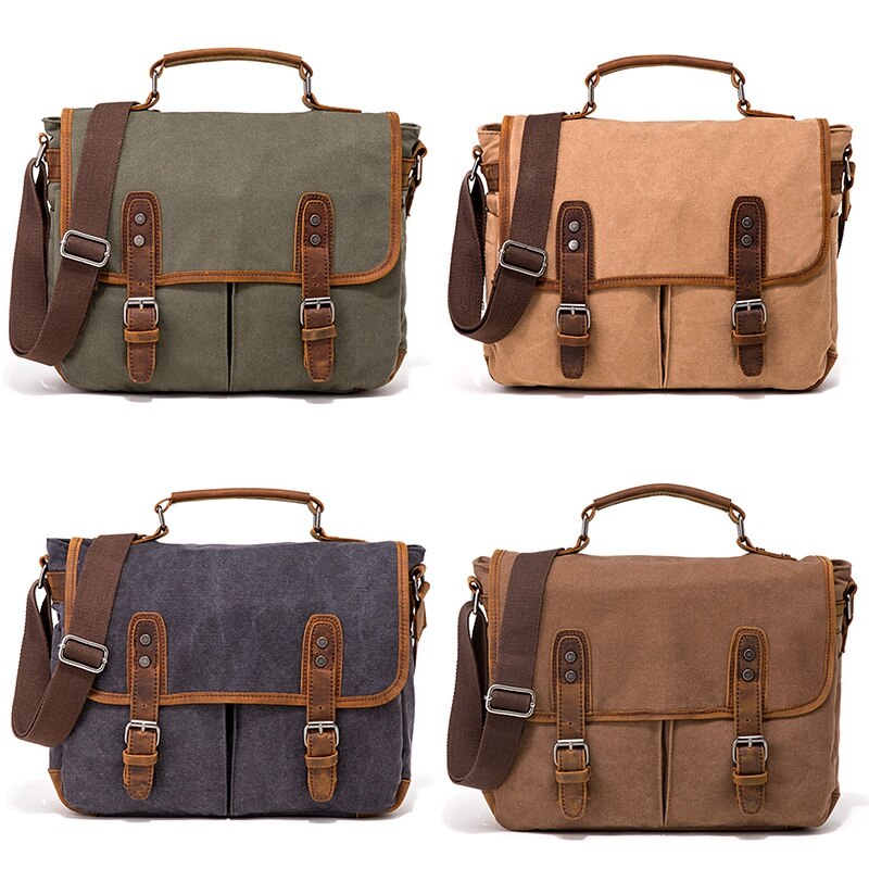 Tftp-Vintage Canvas Tas Aktetas Europa En Amerika Schouder Messenger Bag