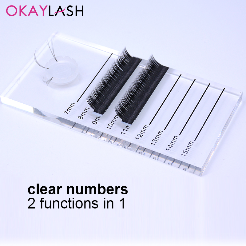 Clear Crystal Eyelash Extension Scale Board Mark Pad 2 In 1 Acrylic Graft Lash Pallet Plate With Glue Holder Cup Accessories