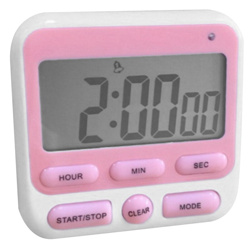 Lcd Digitale Elektronische Timer Herinnering Countdown Met Klok Alarm Schakelaar Roze Timer
