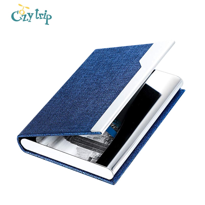 Business Card Holder with Magnetic Buckle Slim Stainless Steel Pocket Business Name Card Carrier Case