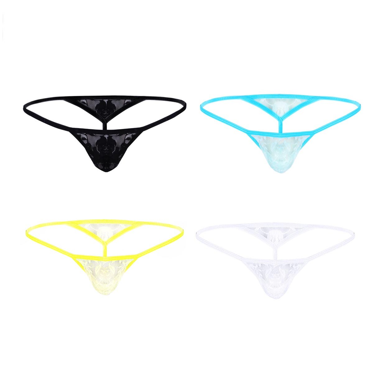 Men Mini Bikini Thong Bound Pouch underwear Gay Men Lingerie Low Rise Mini Bikini Lace T-Back Underwear G-String thong panties