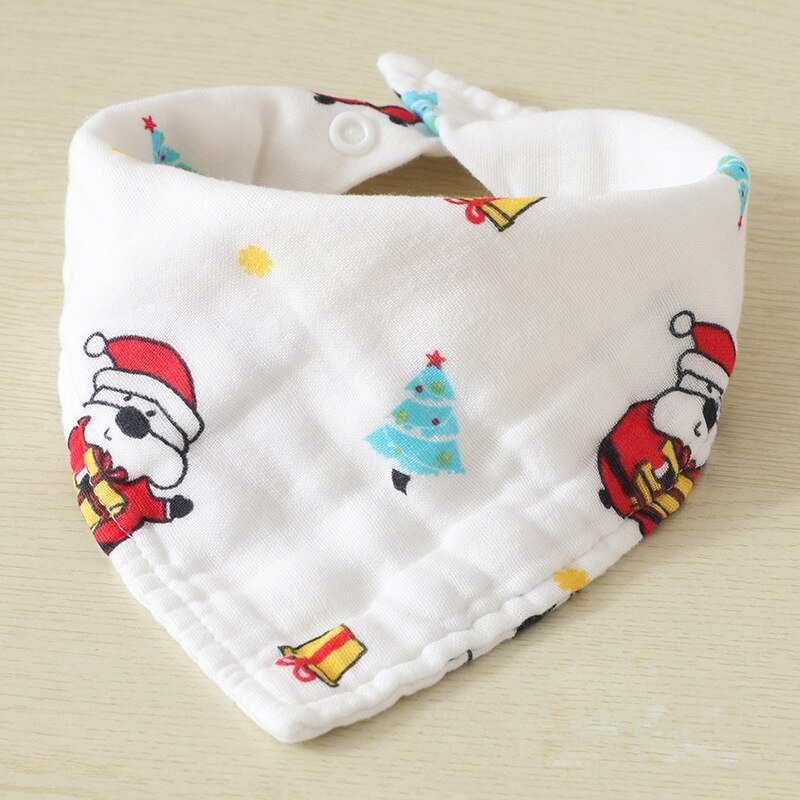8-Layer Mousseline Slabbers 100% Natuurlijke Katoen Zachte Baberos Bebe Animal Bandana Zuigeling Kiel Burp Doek Voeden Speeksel handdoek: Santa Claus