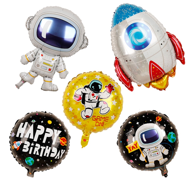 1pc Astronaut Balloons Robot foil Balloon giant Rocket astronaut balloons ET Planet explore kids favors Birthday Party Decor