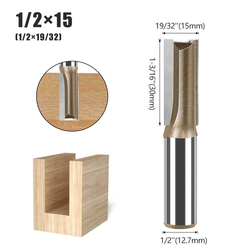 Broca recta de carburo de tungsteno, enrutador de doble flauta única, cortador de fresado de madera para herramienta de carpintería, diámetro de 3-25mm, vástago de 1/2 pulgadas: 22mm