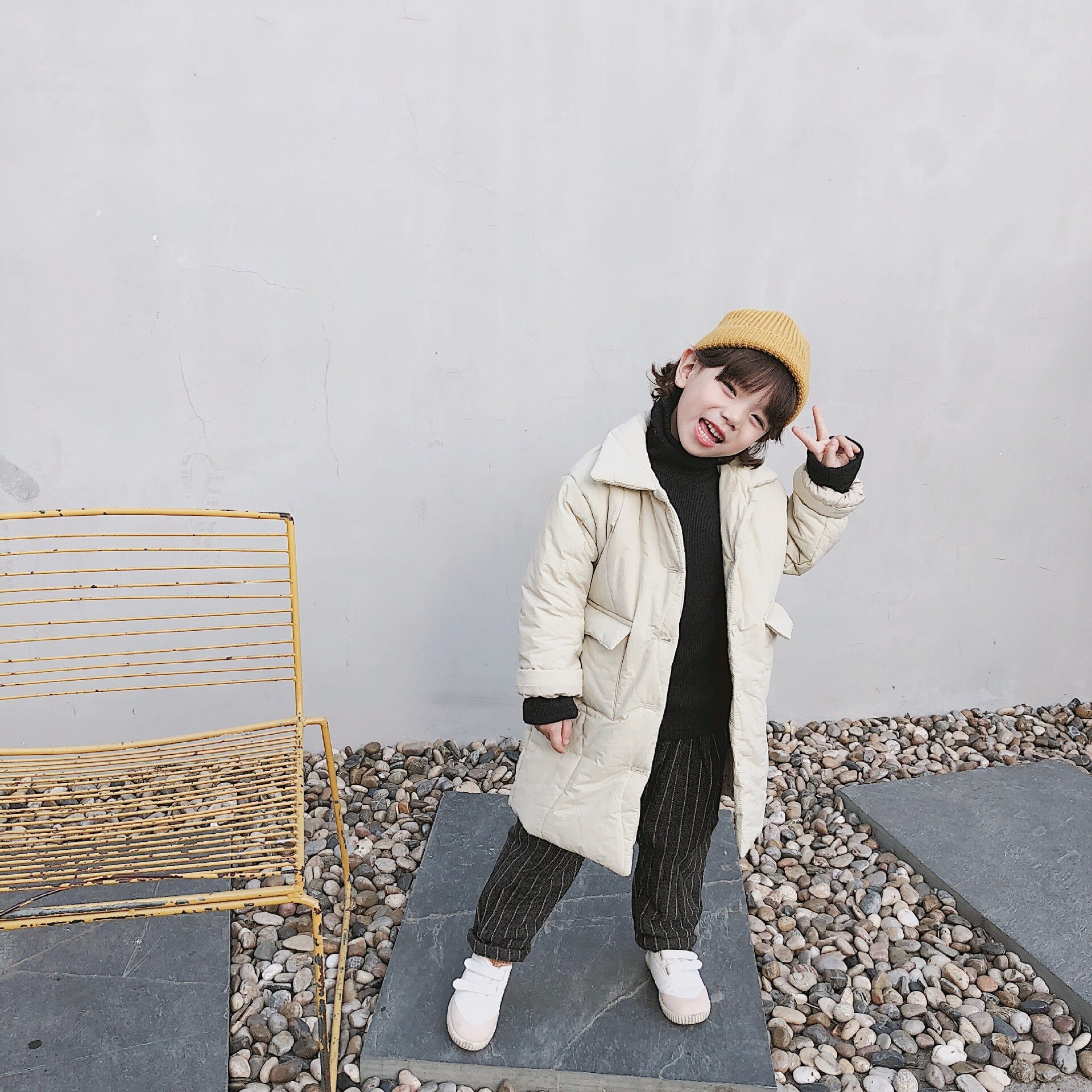 Veste d'hiver pour enfants garçons et filles | Vêtements d'hiver chauds et confortables en coton, à col pur et Long, pour bébés filles