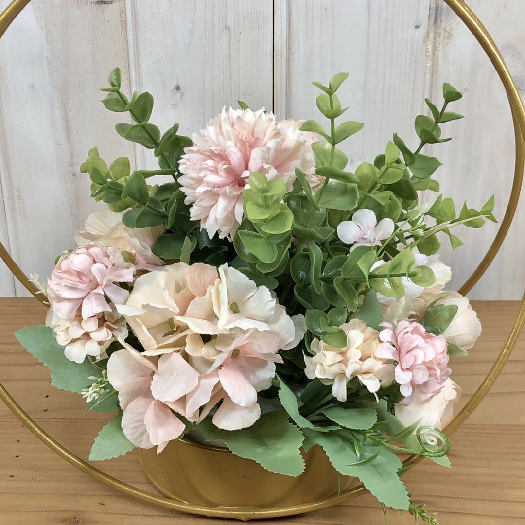 Cilected nordisch Künstliche Blume Hortensien Für Hochzeit Dekoration Schmiedeeisen Blume Rahmen Arrangieren Metall Band Kranz Dekor