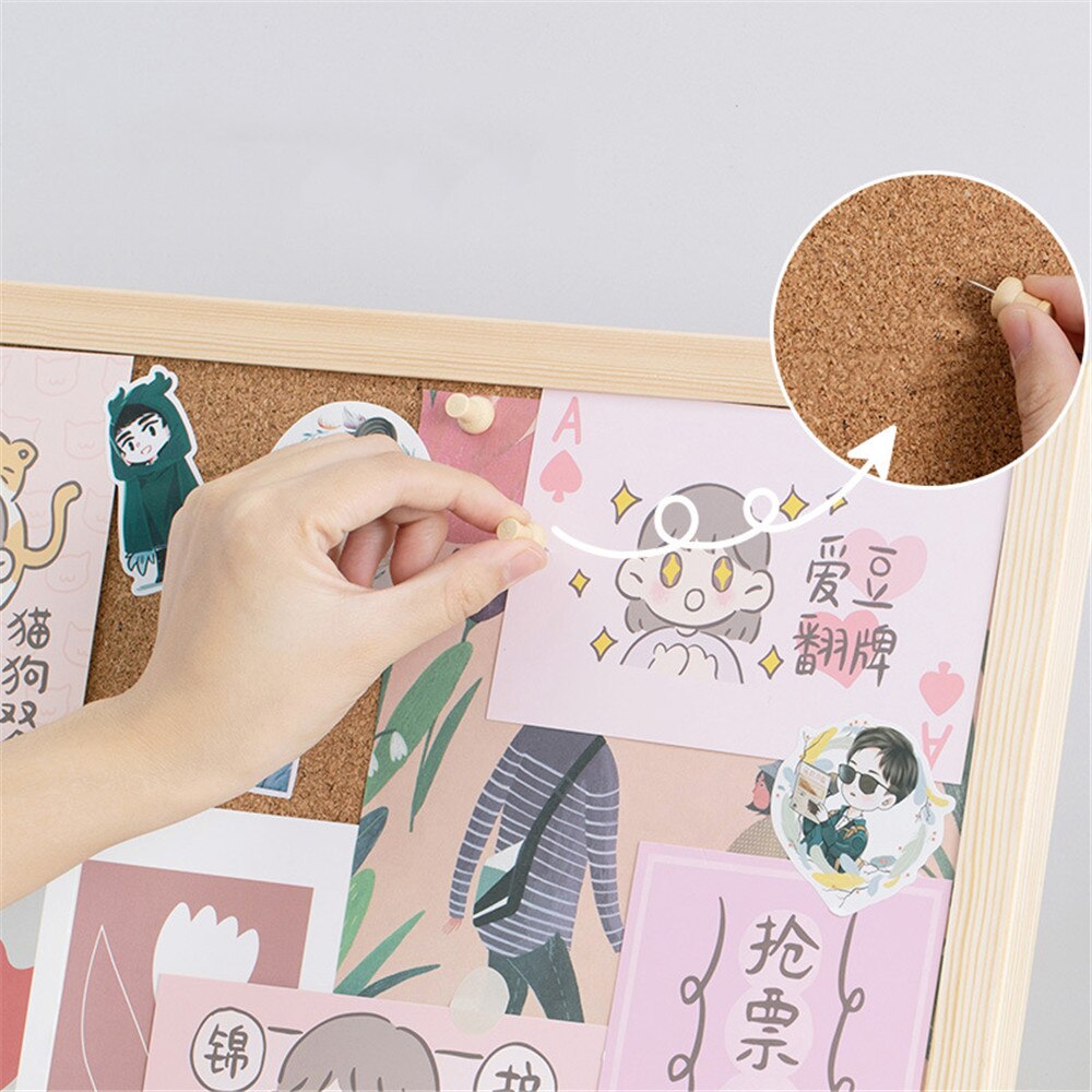 Soft Wooden Cork Board Hanging Postcard Photo Message Wall Board Pushpin DIY Memo Paper Background Board Office Stationery