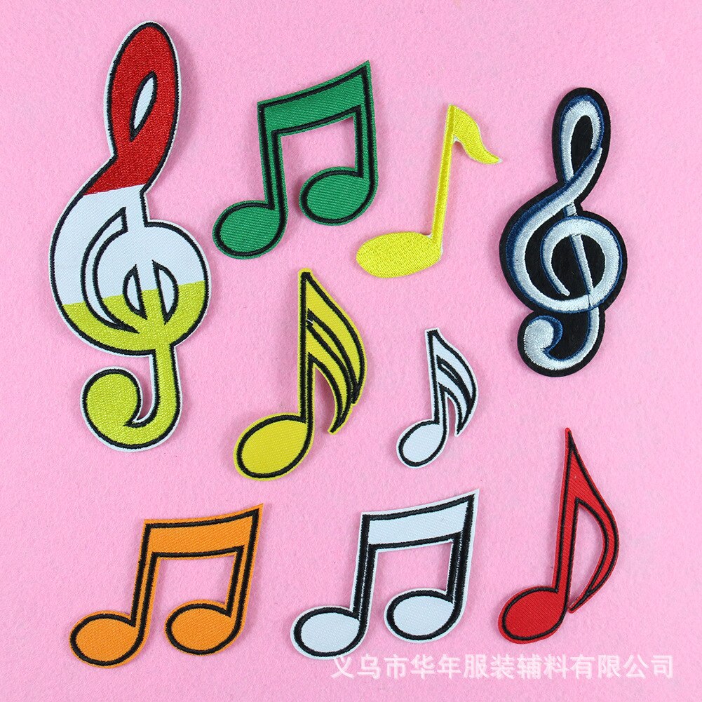 Music Note Patches Stickers Ijzer Op Kleding Warmteoverdracht Applique Diy Geborduurde Applicaties Doek Patch