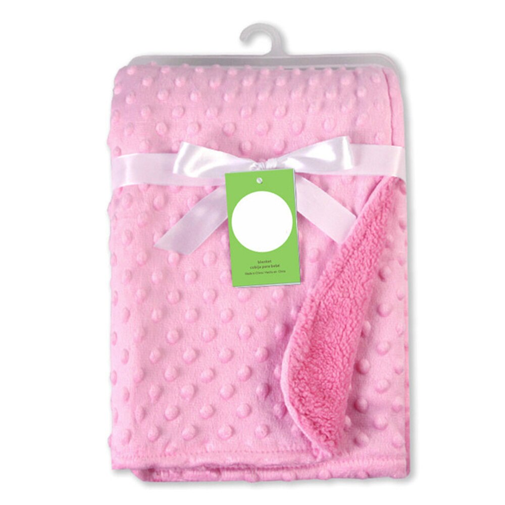 Baby Blanket Swaddling Newborn Thermal Soft Fleece Blanket Winter Solid Bedding Cotton Quilt Infant Swaddle Wrap: pink