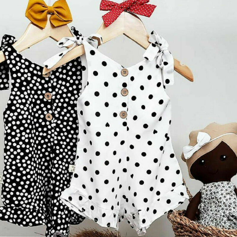 Pudcoco peuterkleding voor meisjes, romper met bandjes en stippen, zomeroutfit voor kinderen, overalls