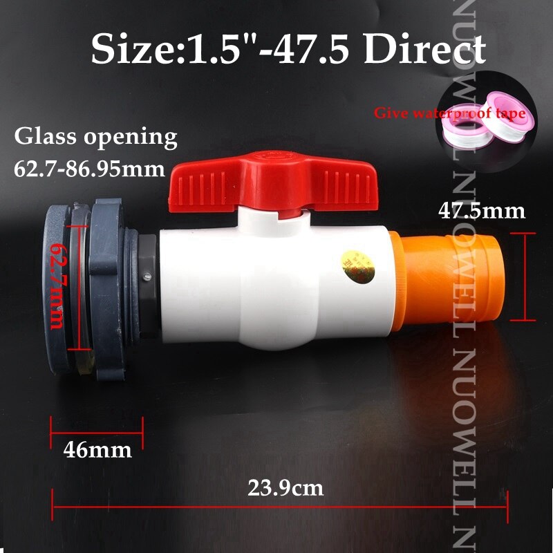 1Set White Hose Drainage Accessories Aquarium Fish Tank Drain Joint Aquarium Pagoda Connector Combination Valve: 1.5in-47.5D