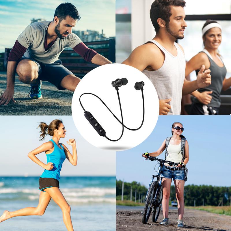 Neckband Magnetic Wireless Earphone Bluetooth 5.0 Sports Stereo Earbuds Music Metal Headphones With Microphone For Smartphone