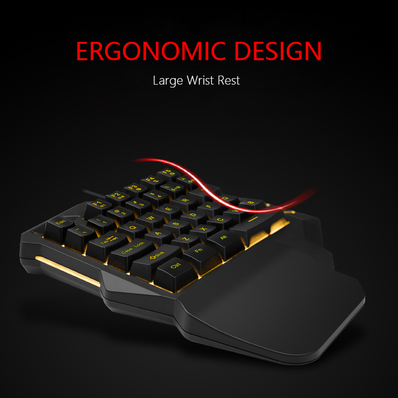 RedThunder One-Handed Gaming Keyboard RGB Backlit Portable Mini Gaming Keypad Ergonomic Game Controller for PC PS4 Xbox Gamer