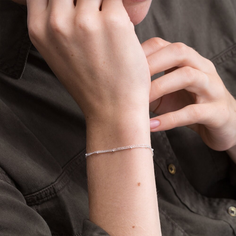 E-Manco Mode Eenvoudige Kralen Ball Chain Multi-Layered Armband Sieraden Dunne Link Chain Vrouwen 316L Rvs ketting Sieraden