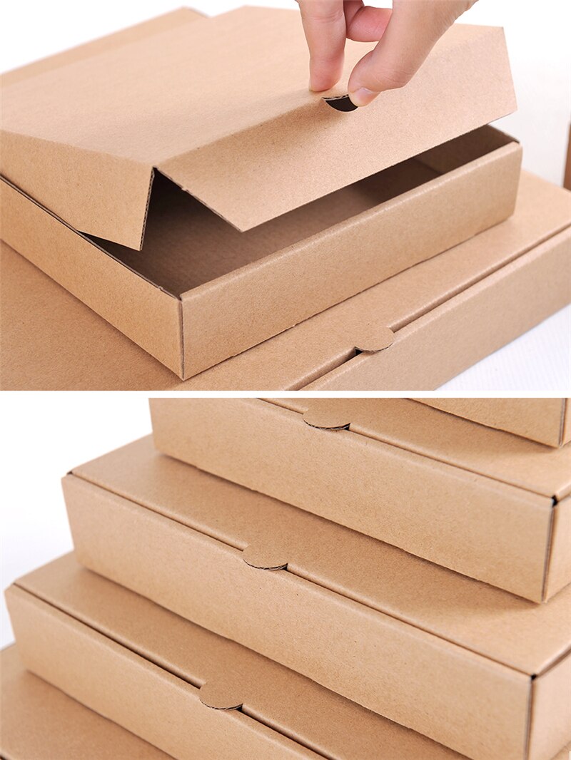 1PCS/10PCS Disposable pizza box 4-14inch pizza Carton Pizza paper box Packing Box Takeaway Kraft Square Packaging Boxes Food box