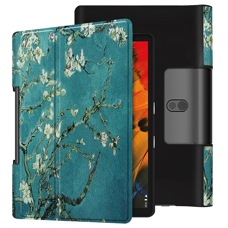 Cover For Lenovo Yoga smart tab 10.1 case YT-X705F Ultra thin PU Leather Stand Flip Case for Lenovo Yoga Tab 5 Case Coque: Apricot blossom