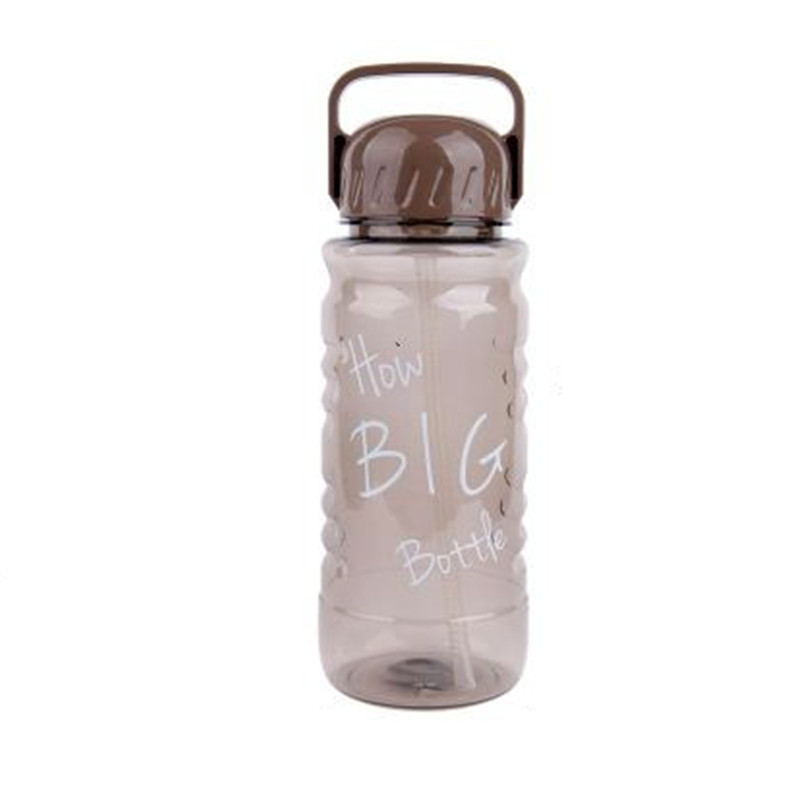 Bpa-fri 1500ml/2000ml bärbara sugrör sport utomhus vattenflaska stor kapacitet resecamping vattenkokare med tesil handtag: 2000ml / Brun