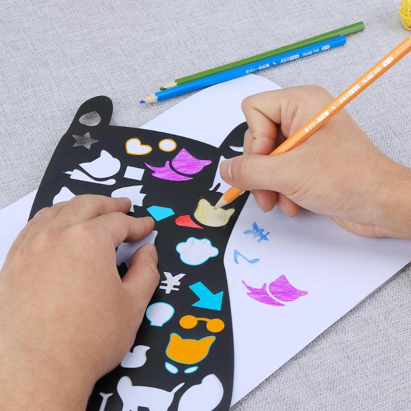Règle de gabarit de dessin d'animaux mignons | Outil de peinture pour enfants, papeterie de peinture pour étudiants d'artisanat de dessin de bricolage