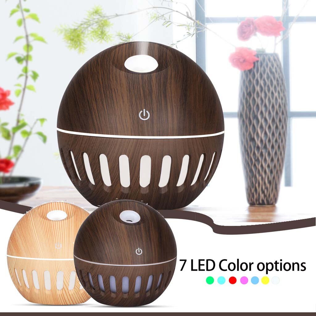 USB humidifier Electric oil Aromatherapy wood grain Ultrasonic air diffuser with 7 colors lights for home office Reed Diffusers