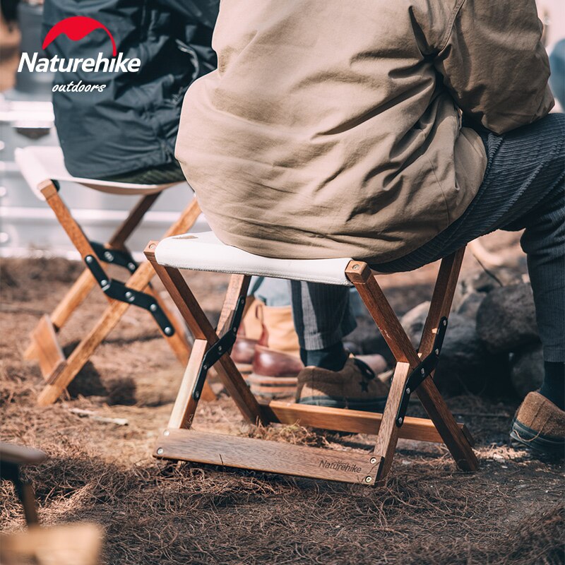 Naturehike ultralette klapstol aftagelig overflade udendørs opbevaring hylde camping rejser massivt træ fiskestol bærbar