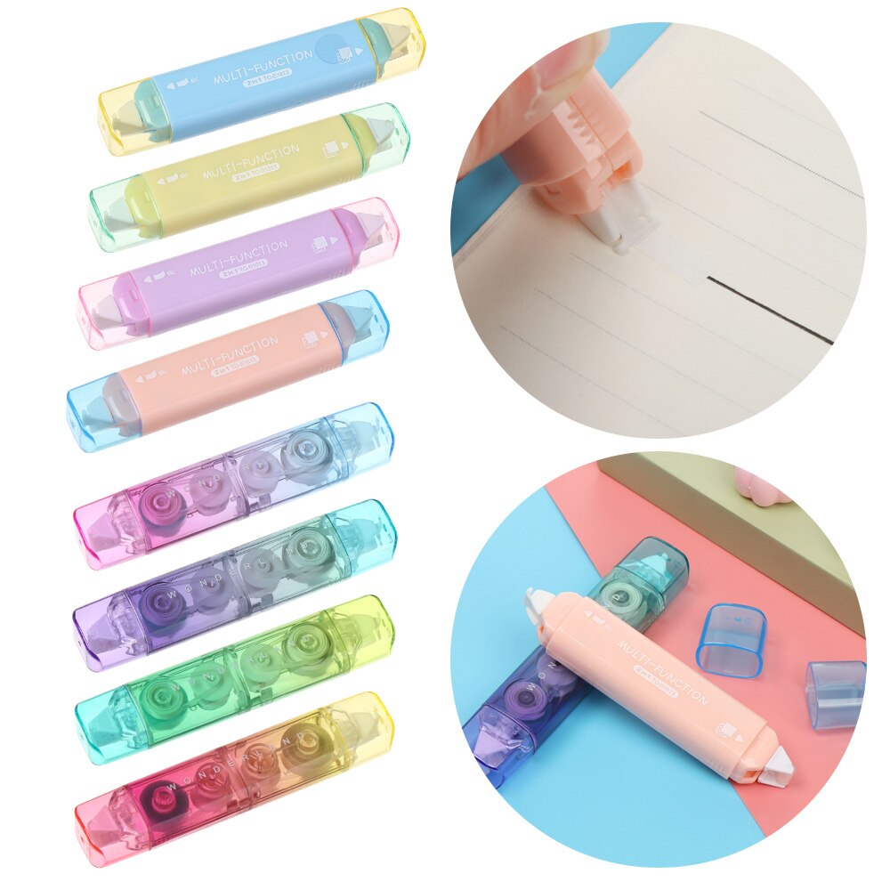 Rodillo de palo de puntos rellenable 2 en 1, cinta de corrección de doble cara, dispensador de cinta adhesiva de pegamento, papelería, decoración de álbumes de recortes, 1 ud.
