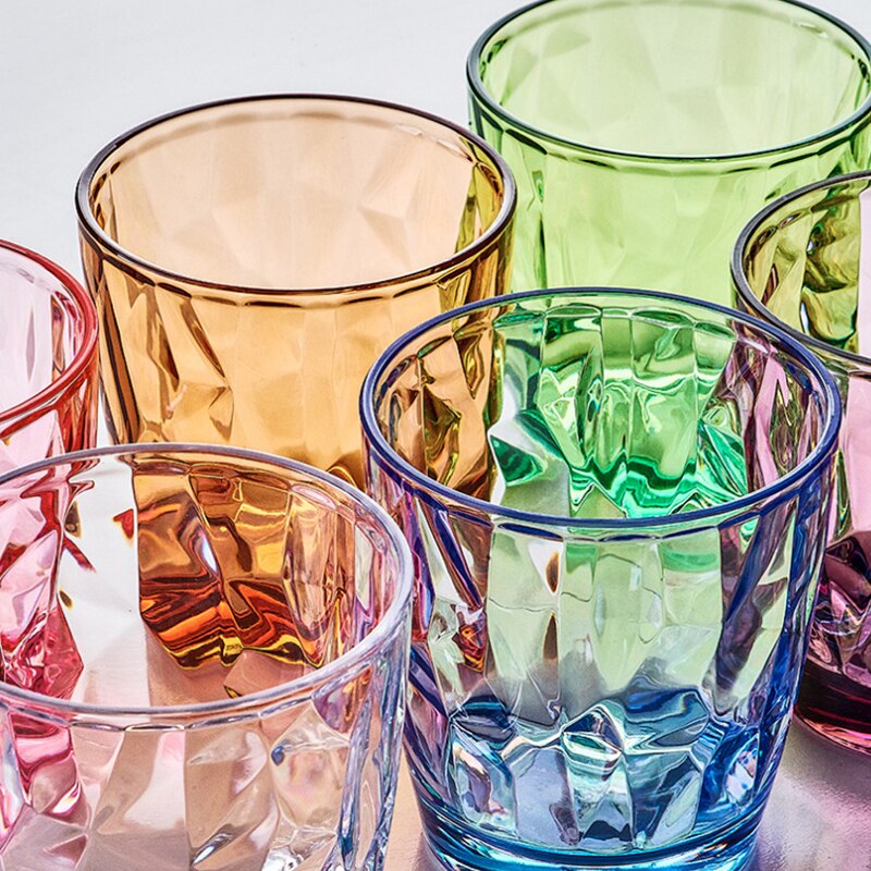 300ml Transparent Cups Acrylic Tumbler Plastic Beverage Juice Ice Tea Drinking Cups Reusable Unbreakable Glassware Kids
