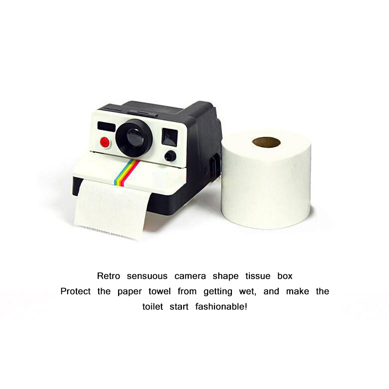 Caja de pañuelos con forma de cámara Polaroid, Portarrollos de papel higiénico Retro creativa, decoración para el baño, para el hogar, soporte de papel