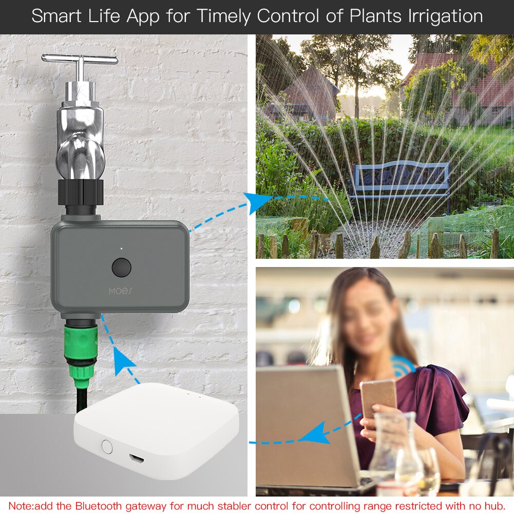 Intelligent tuya app bt vann timer regn forsinkelse programmerbar vanningstimer kompatibel med alexa google home stemmekontroll